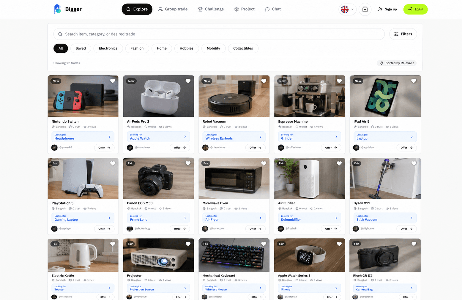 Bigger marketplace explore page