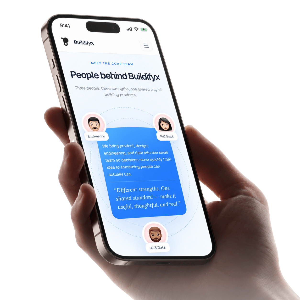 Phone displaying the Buildifyx website